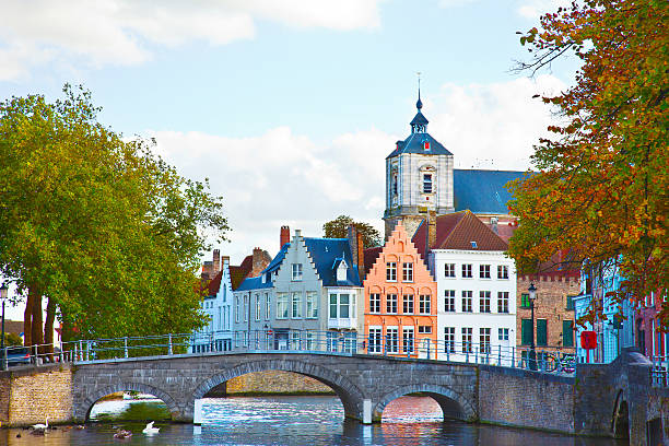 istock Classic view  channels of Bruges 477334605