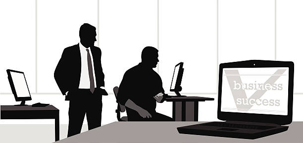 성공적인 비즈니스 남성 - silhouette men foreman mature adult stock illustrations