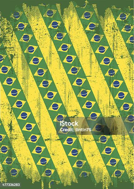 Ilustración de Fondo Grunge Brasileño y más Vectores Libres de Derechos de Bandera brasileña - Bandera brasileña, Abstracto, Acontecimiento