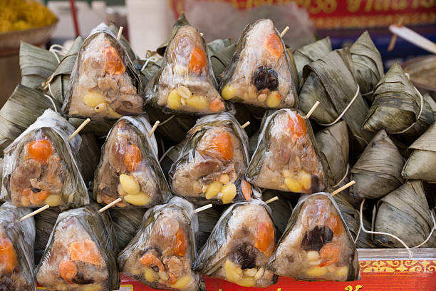 Pyramid-shaped dumplings stock photo