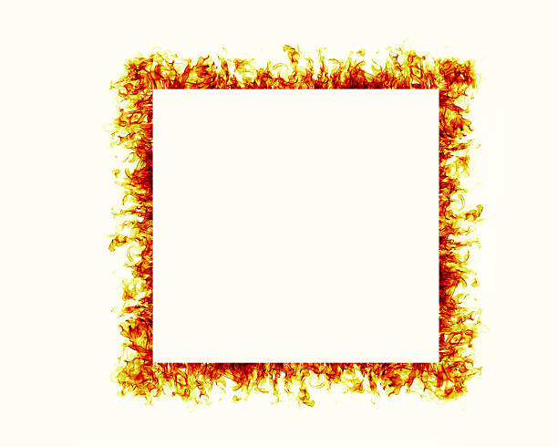 Telaio di fiamme di fuoco su sfondo bianco - foto stock