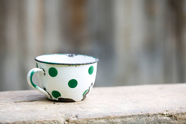 Charming vintage dotted metal cup