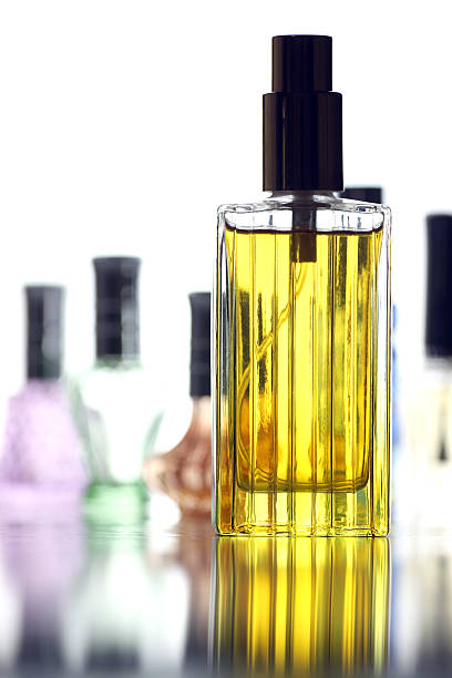 istock Many Bottle with Gold Perfume color isolated. 477340741