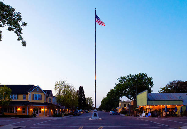 American flag in Los Olivos, California stock photo