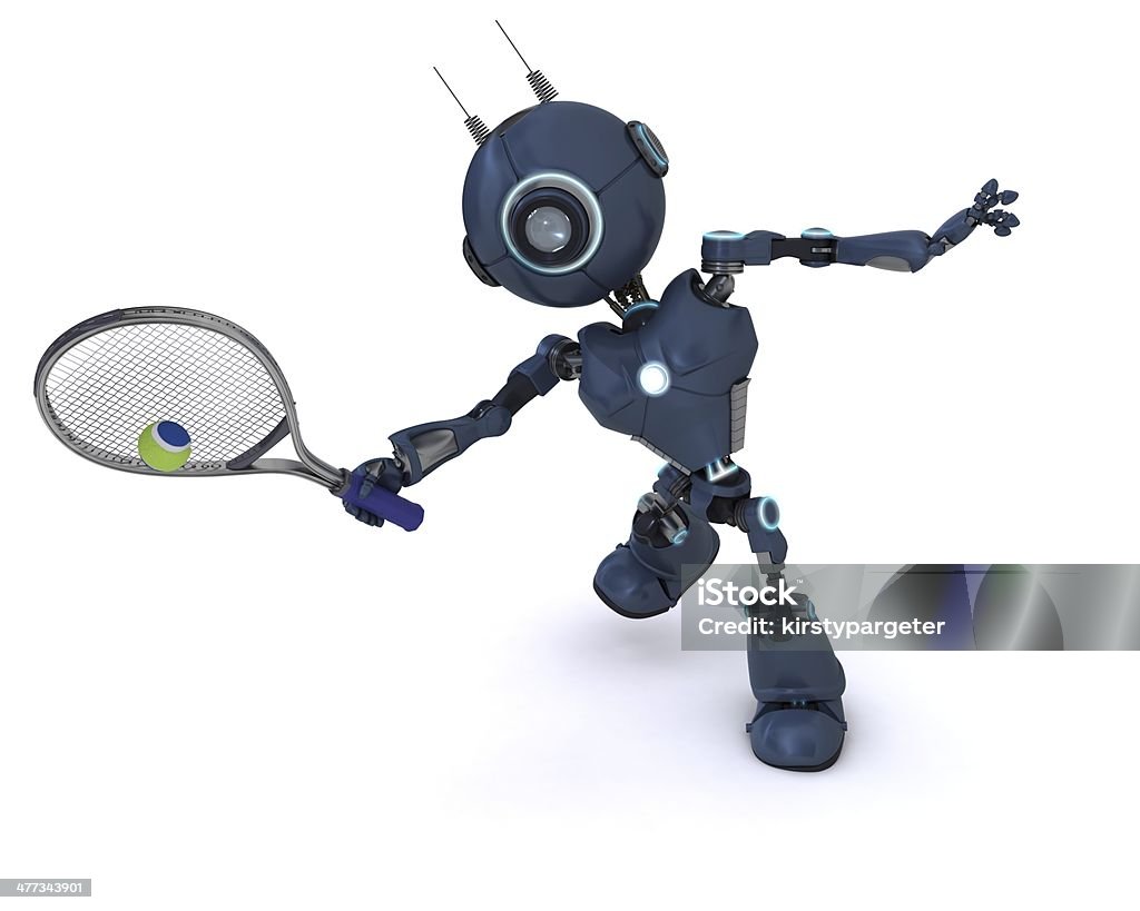 Android giocare a tennis - Foto stock royalty-free di Robot