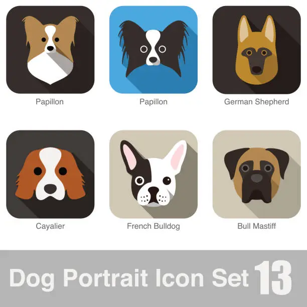 Vector illustration of Dog, animal face character icon series