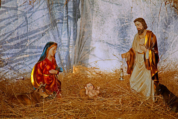 istock Nativity set with old plaster figurines, India 477346420