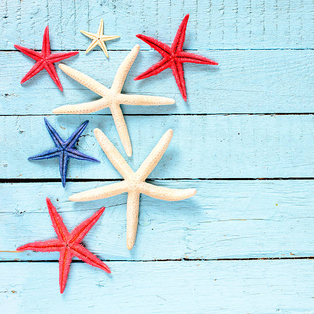 istock Starfish on wooden background 477346704