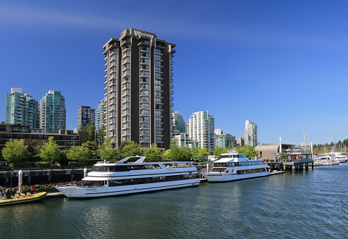  Vancouver, Canada - May 07, 2015: Westin Bayshore Resort in Downtown Vancouver on May 07, 2015. It is ideally located near many of the city's main points of interest, including BC Place and Rogers Arena.