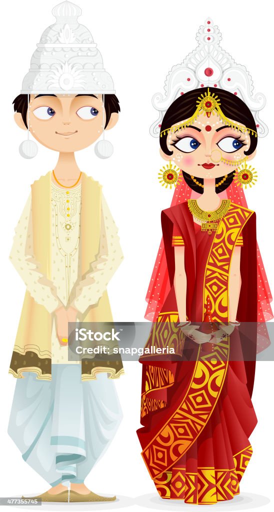 Bengali Wedding Couple easy to edit vector illustration of Bengali wedding couple Wedding stock vector