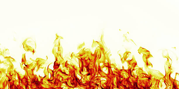 Bruciare fiamma di fuoco su sfondo bianco - foto stock