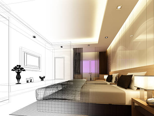 istock abstract sketch design of interior bedroom 477356422