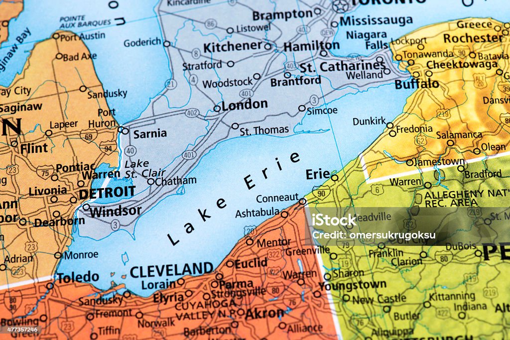 Karte Von Lake Erie In North Usa Stockfoto und mehr Bilder von Eriesee