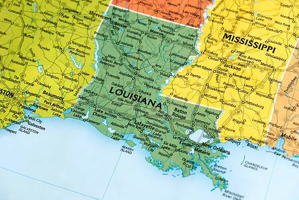 Photo of Map of Louisiana State in US