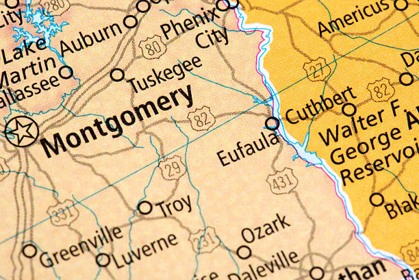 istock Map of Montgomery, Alabama State in US 477357256