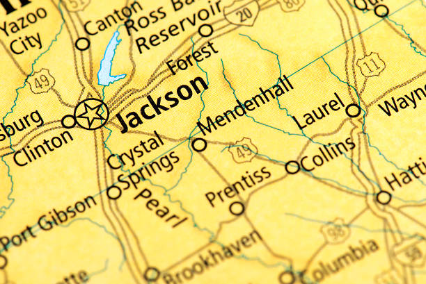 istock Map of Jackson, Mississippi State in US 477357258
