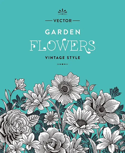 Vector illustration of Vintage Flowers