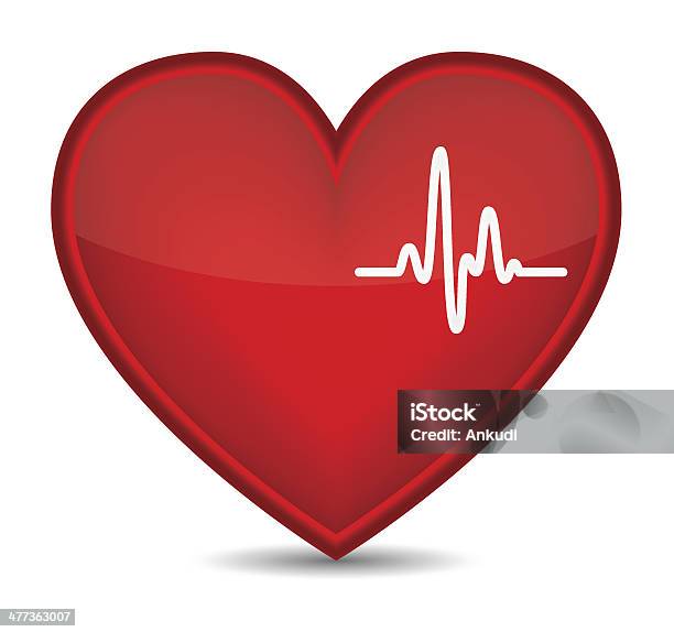 Cardiogram Su Rosso A Forma Di Cuore - Immagini vettoriali stock e altre immagini di Accudire - Accudire, Amore, Analizzare