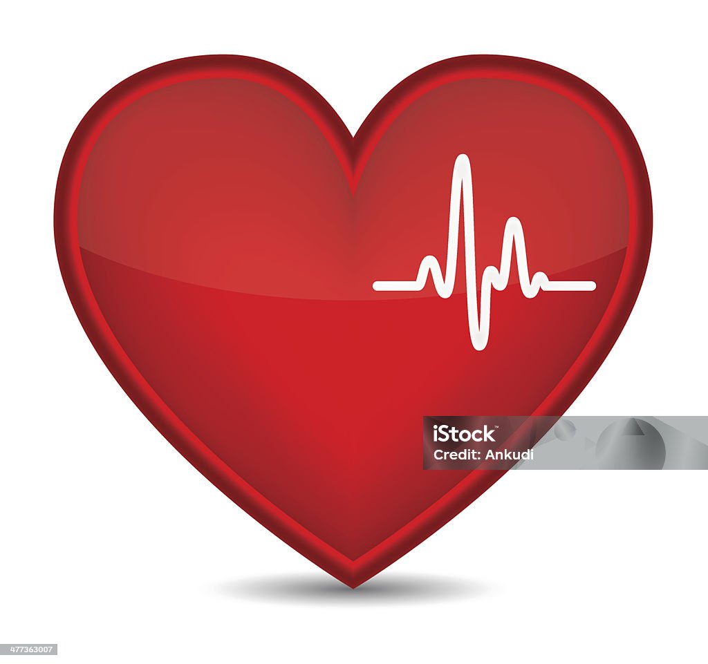 Badanie elektrokardiogramem na czerwone serce - Grafika wektorowa royalty-free (Analizować)
