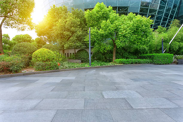 istock Empty road near modern building exterior 477363210