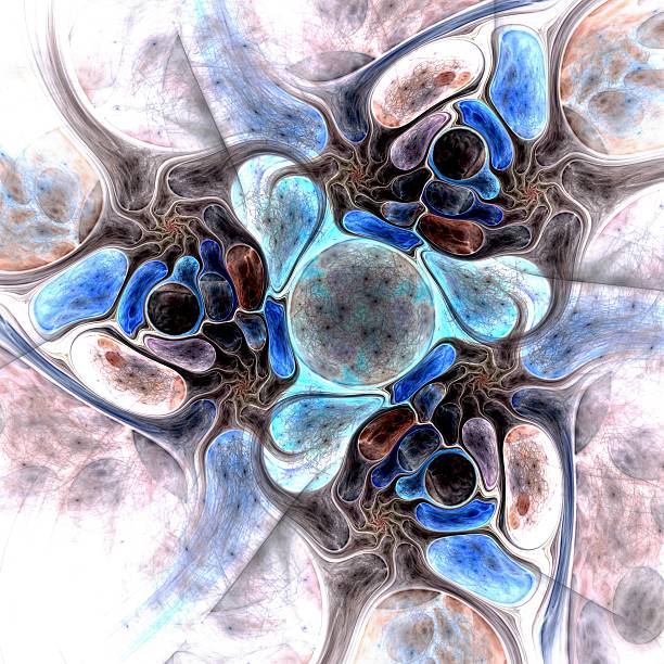 istock Blue and pink fractal flower pattern 477363755