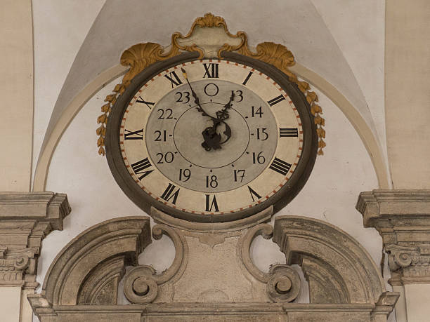 istock Old wall clock above doorway Milan,Italy 477371938