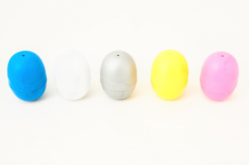 Eggs of a Slot Machine on White Background