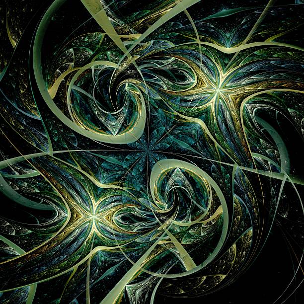 istock Green and yellow fractal flower pattern 477377731