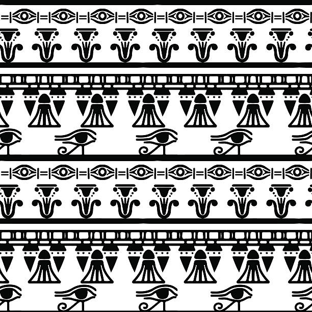 illustrations, cliparts, dessins animés et icônes de egyptian motif sans couture. - egyptian culture hieroglyphics human eye symbol
