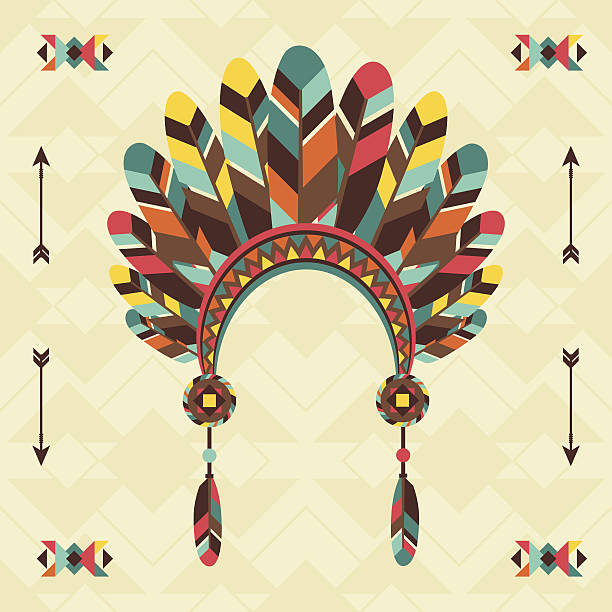 illustrations, cliparts, dessins animés et icônes de ethnique fond avec bandeau à motif navajo. - headdress