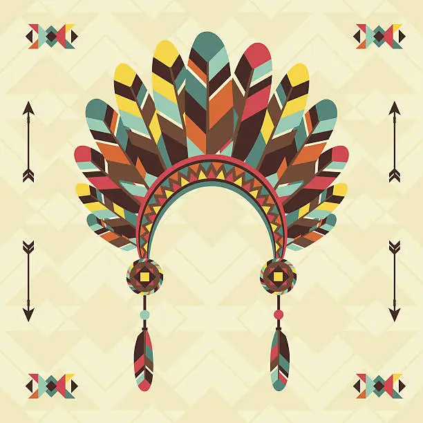 Vector illustration of Ethnic background with headband in navajo design.