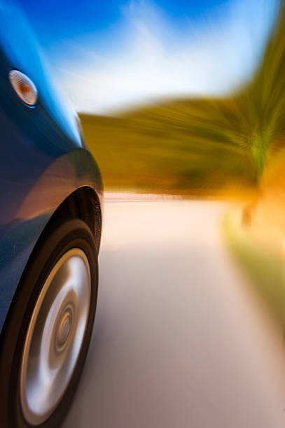 istock car on the road with motion blur background. 477379841