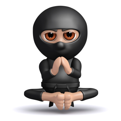 3d render of a ninja meditating