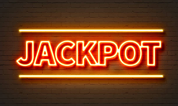 Jackpot neon sign stock photo