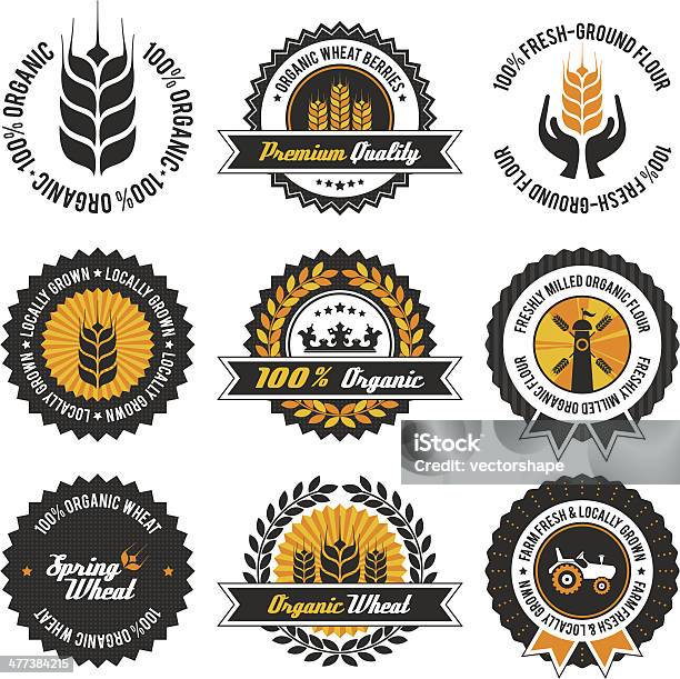 Set Di Etichetta Di Grano Biologico - Immagini vettoriali stock e altre immagini di Agricoltura - Agricoltura, Ambiente, Badge