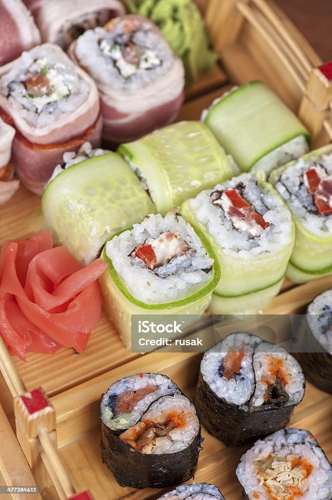 Sushi roll set Japanese cuisine - sushi roll set Avocado Stock Photo