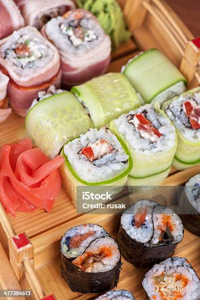 Sushi Roll Set Stock Photo - Download Image Now - Avocado, Bacon, Caviar