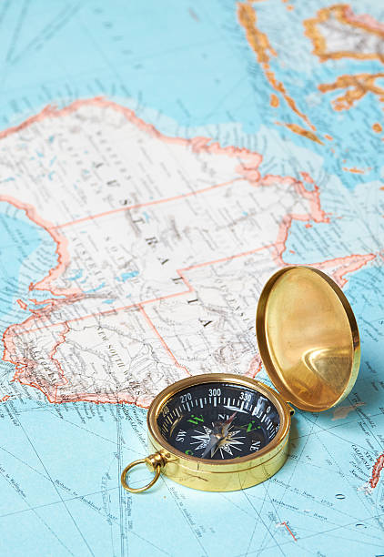 istock Retro Compass And Vintage Map Of Australia 477385862