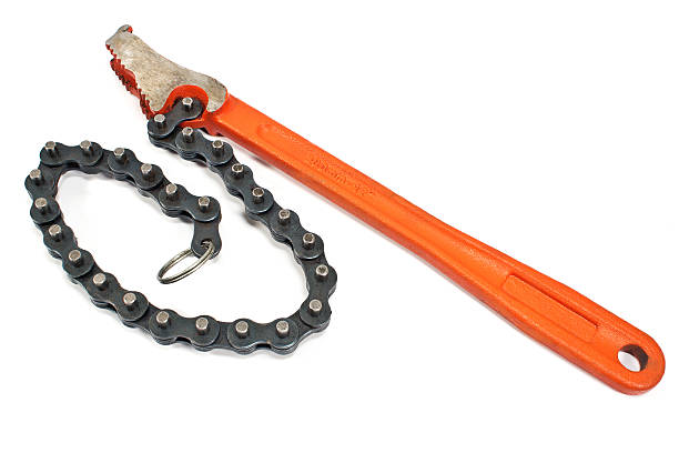 istock Wrench for car oil filter isolated on white 477386215