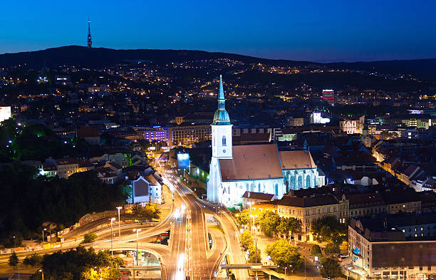 istock Night view on auto junction in Bratislava 477386579