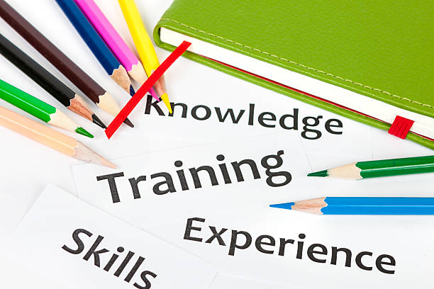 istock Pens sit on print headlines about skills training 477386775