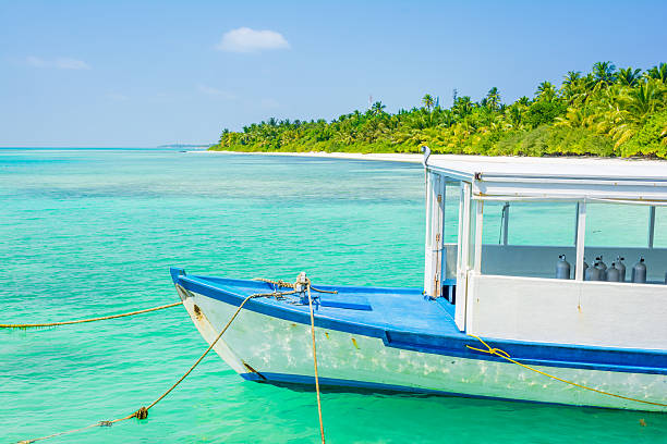 istock Scuba diving excursion boat docked at the pier in Maldives 477390810