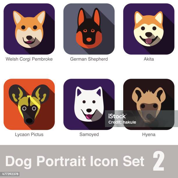 Dog Animal Face Character Icon Series Stock Illustration - Download Image Now - Animal Head, Dog, In Silhouette