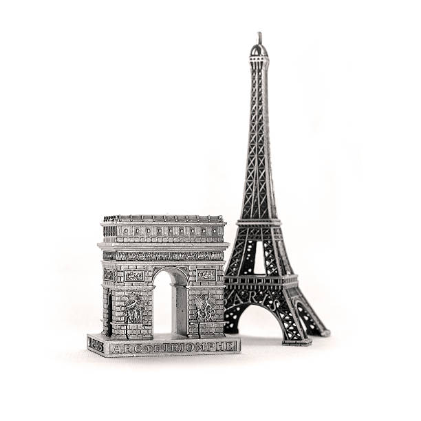 Miniature Eiffel Towers and Arcs de Triomphe