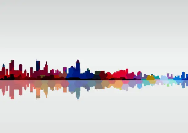 Vector illustration of abstract colorful city skyline pattern background