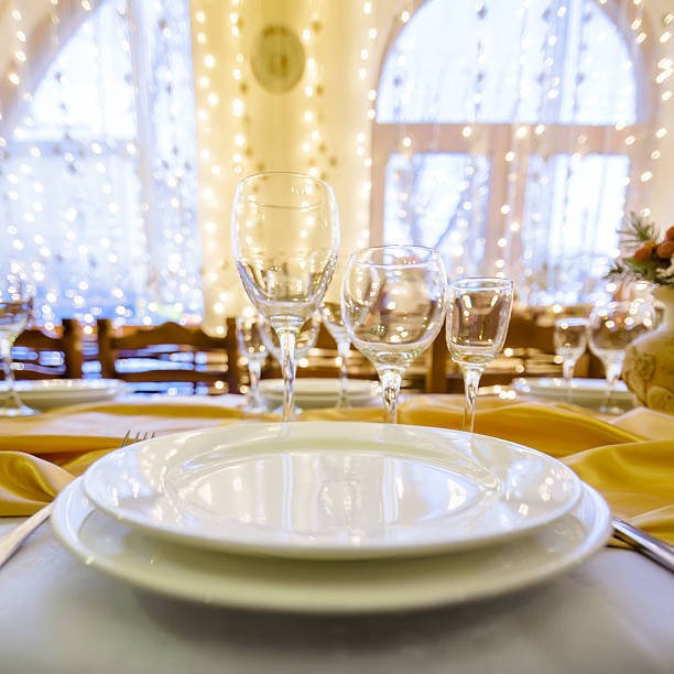 istock Served table in a restaurant at the holiday eve 477402608
