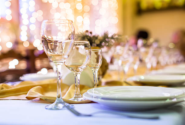 istock Served table in a restaurant at the holiday eve 477402624