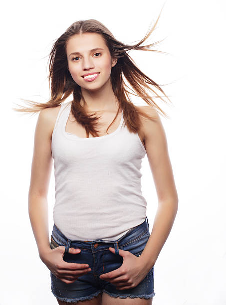 istock Beautiful woman with wind on hair . 477402948