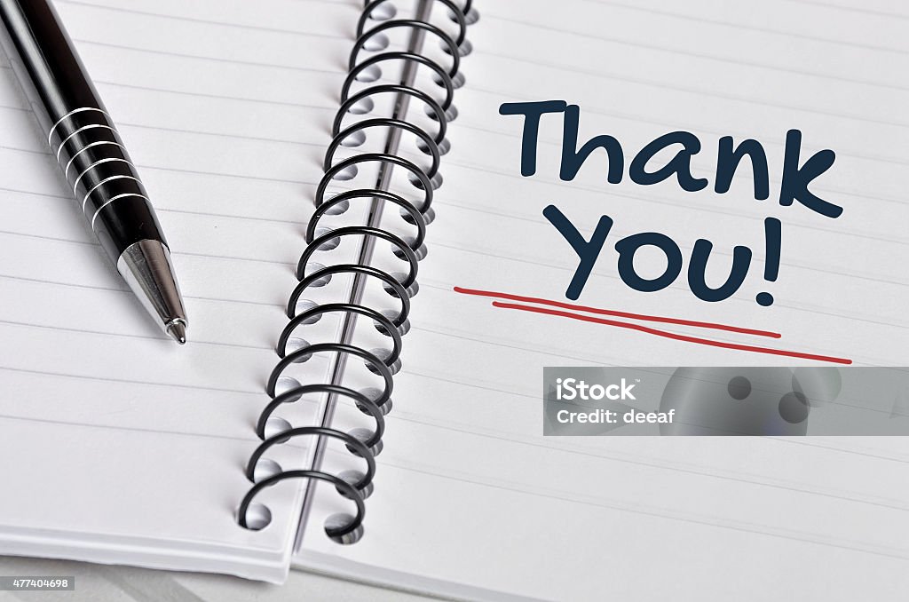 Thank you word Thank you word written on  notebook page 2015 Stock Photo