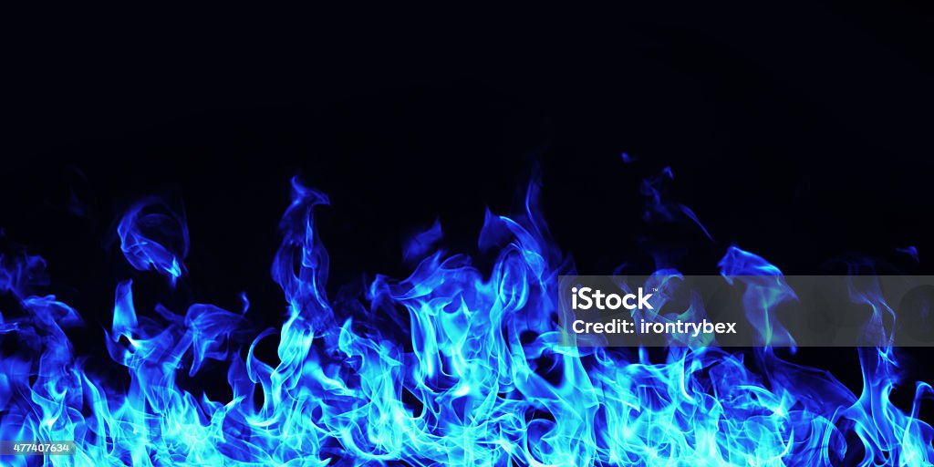 burning blue  fire flame on black background Blue Stock Photo